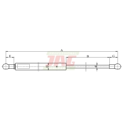 SIŁOWNIK GAZOWY DRZWI SZYBY PRZEDNIEJ DEUTZ 505mm 220N