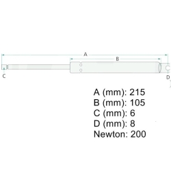 SIŁOWNIK GAZOWY SZYBERDACHU LANDINI MASSEY FERGUSON 3303021M91 DANE