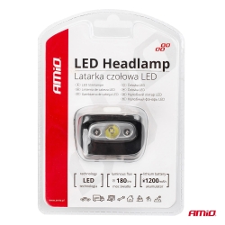 LATARKA CZOŁOWA AKUMULATOROWA LED USB AMIO 3W XPG